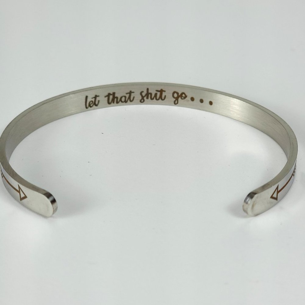 Inspirational "Keep F**king Going" "Let That Sh*t Go" Silver Tone‎ Bracelets